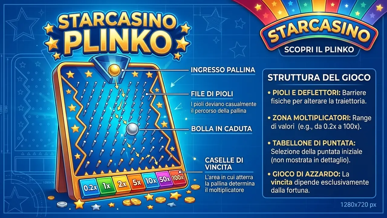 gioco plinko schema tabellone con pallina e moltiplicatori