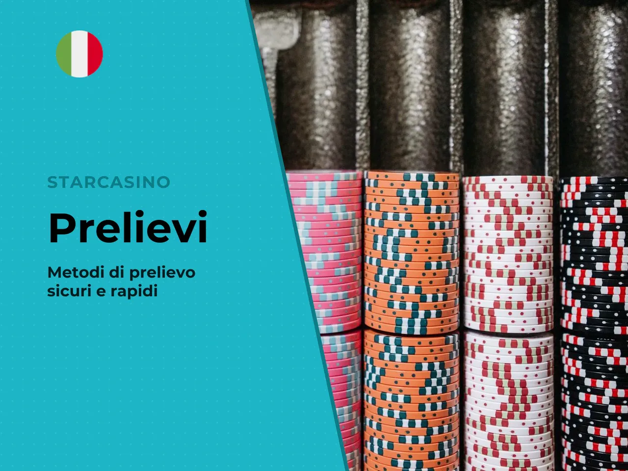 Metodi di prelievo disponibili su StarCasino. StarCasino supporta carte di debito e credito (Visa, Mastercard, Postepay), e-wallet (PayPal, Skrill, Neteller, MuchBetter), mobile wallet (Apple Pay, Goo